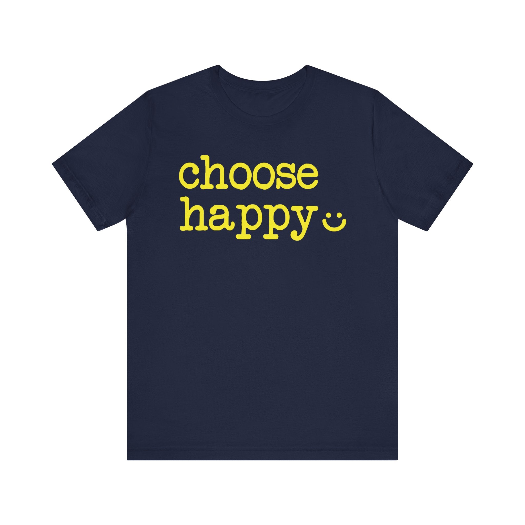 Navy blue t-shirt with 'choose happy'  text