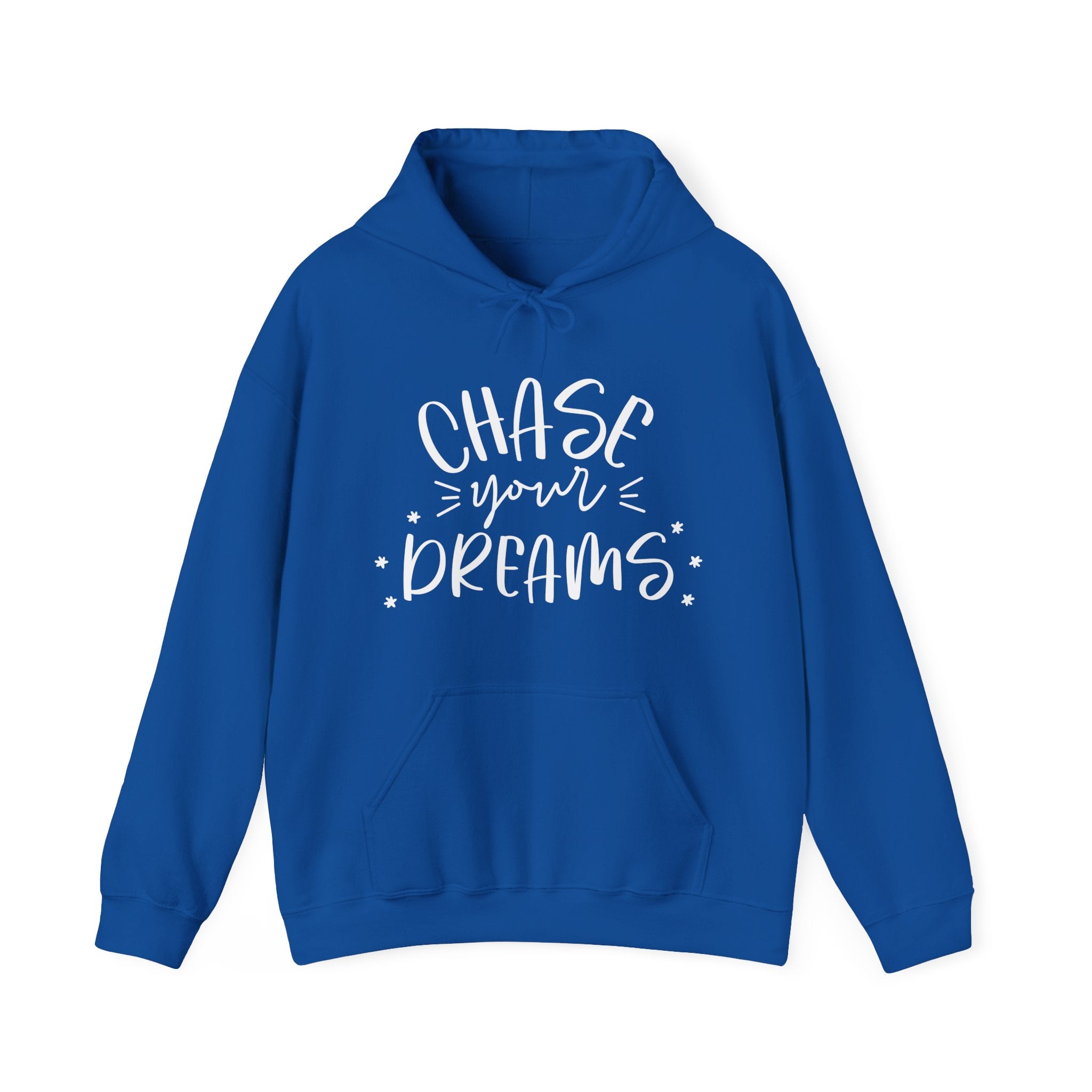 Royal Blue hoodie with 'Chase your Dreams' text 