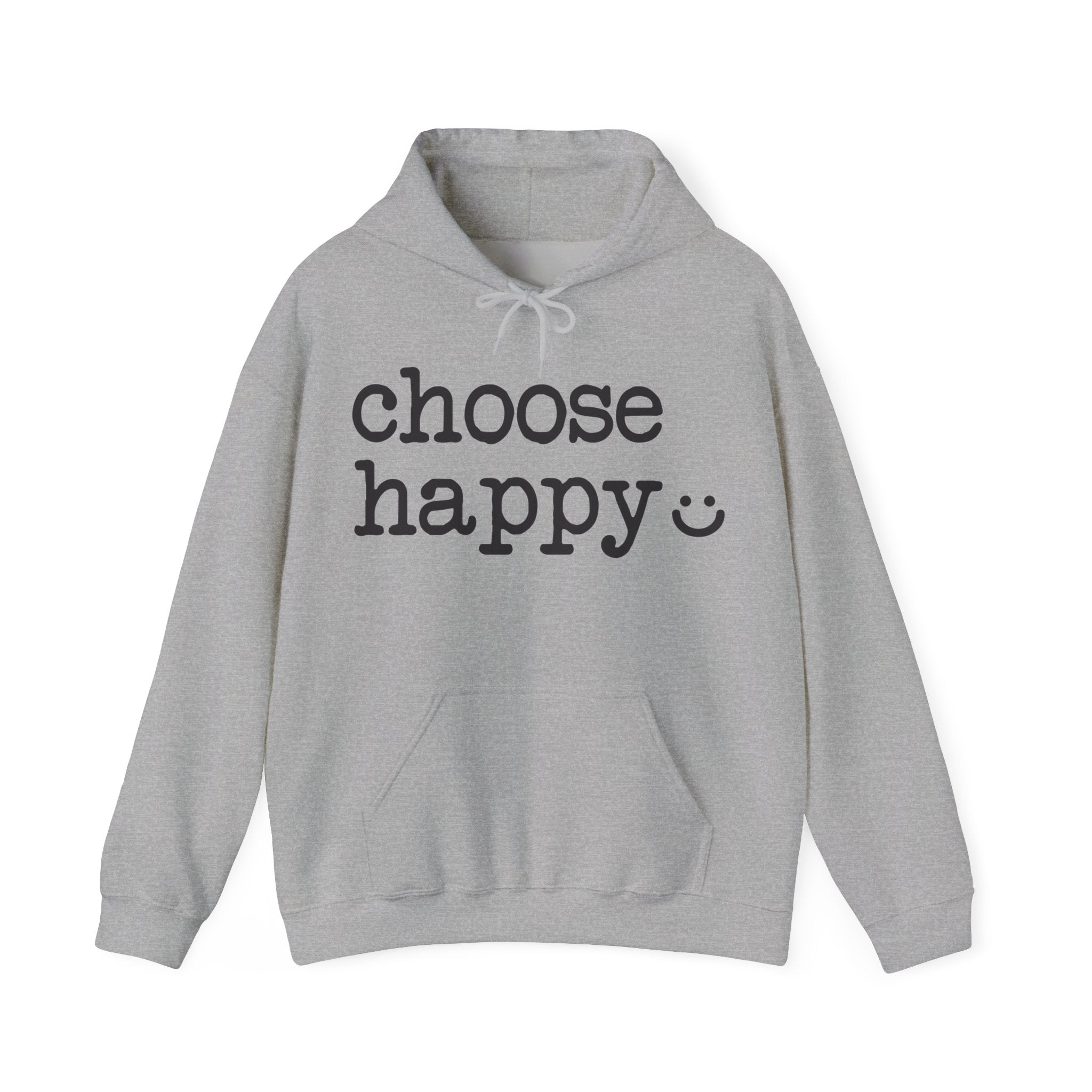 Sports Gray hoodie with 'choose happy' text 