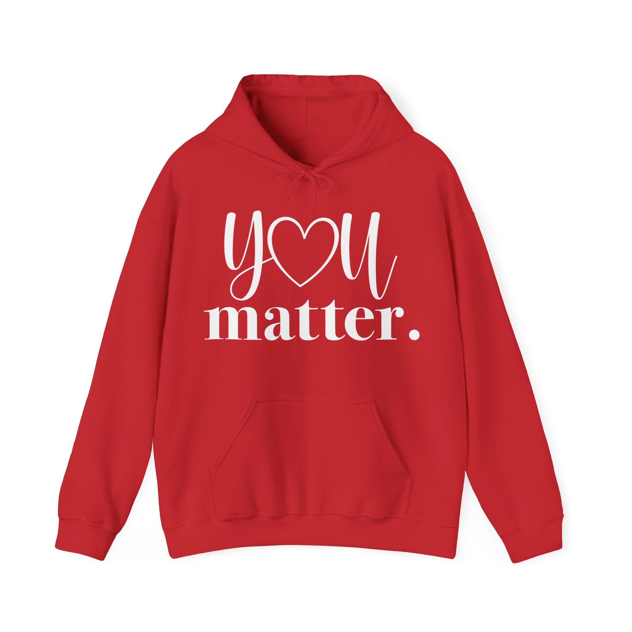 Red hoodie with 'YOU matter.' text 