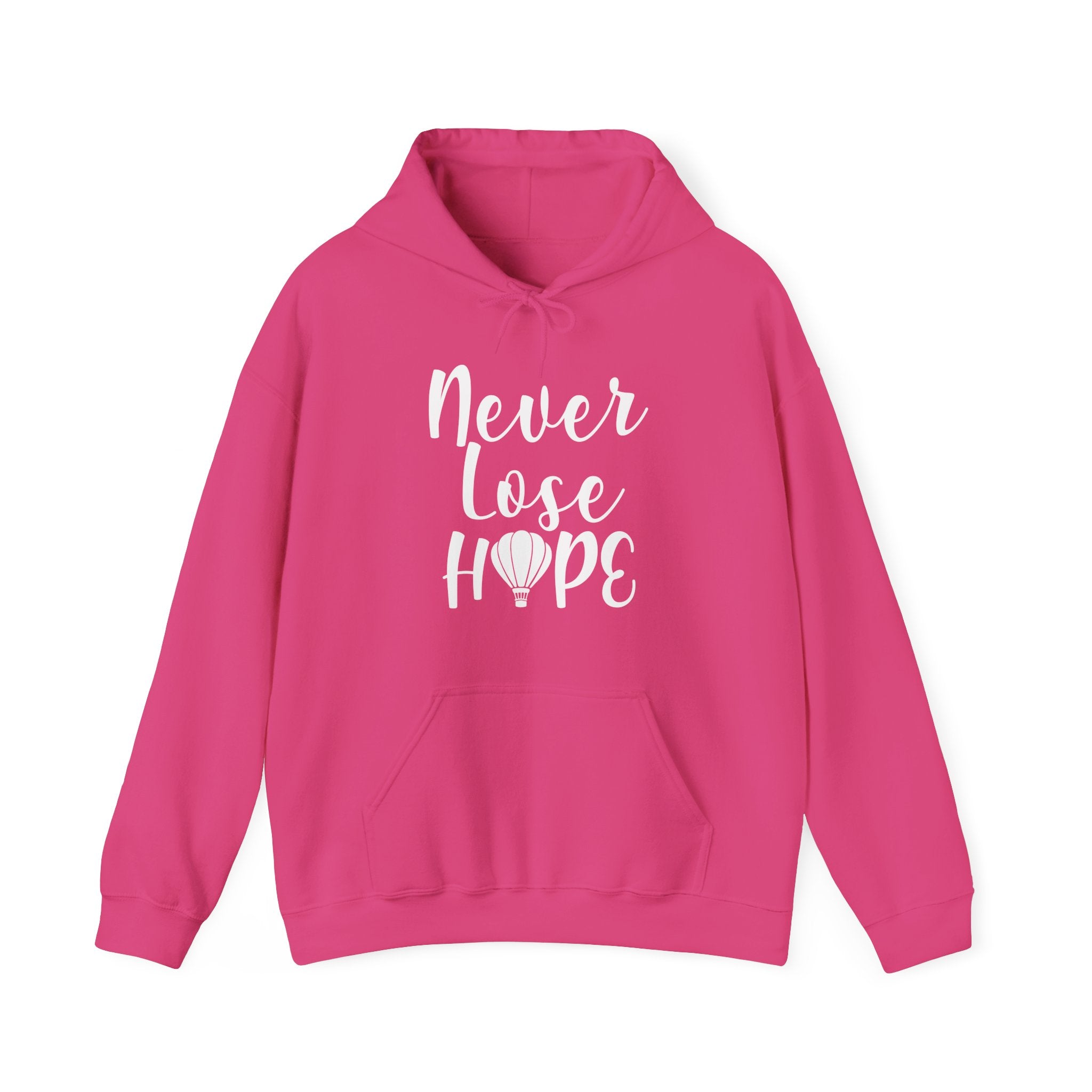 Helconia Pink hoodie with 'Never Lose Hope' text 