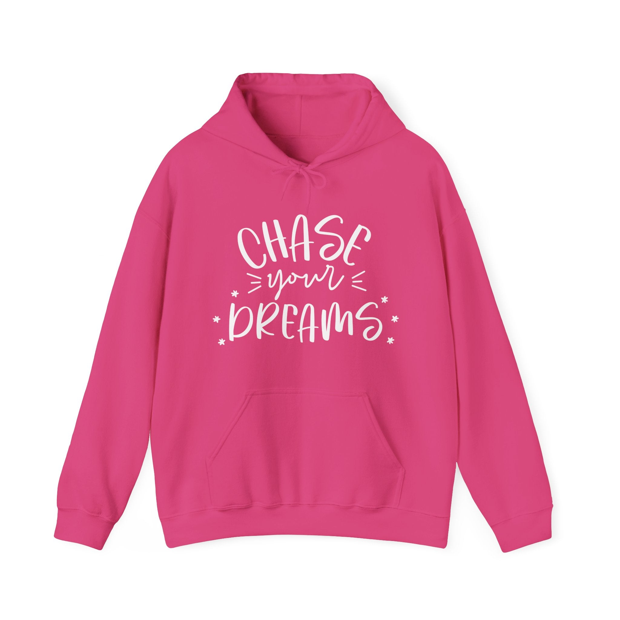 Helconia Pink hoodie with 'Chase your Dreams' text