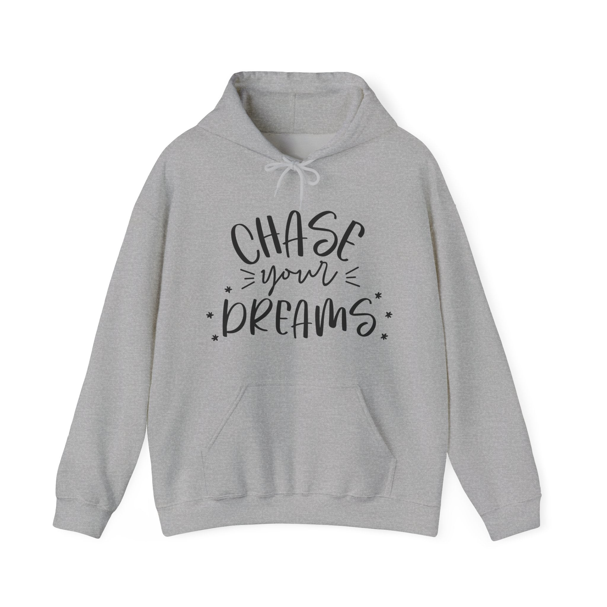 Sports Gray hoodie with 'Chase your Dreams' text 