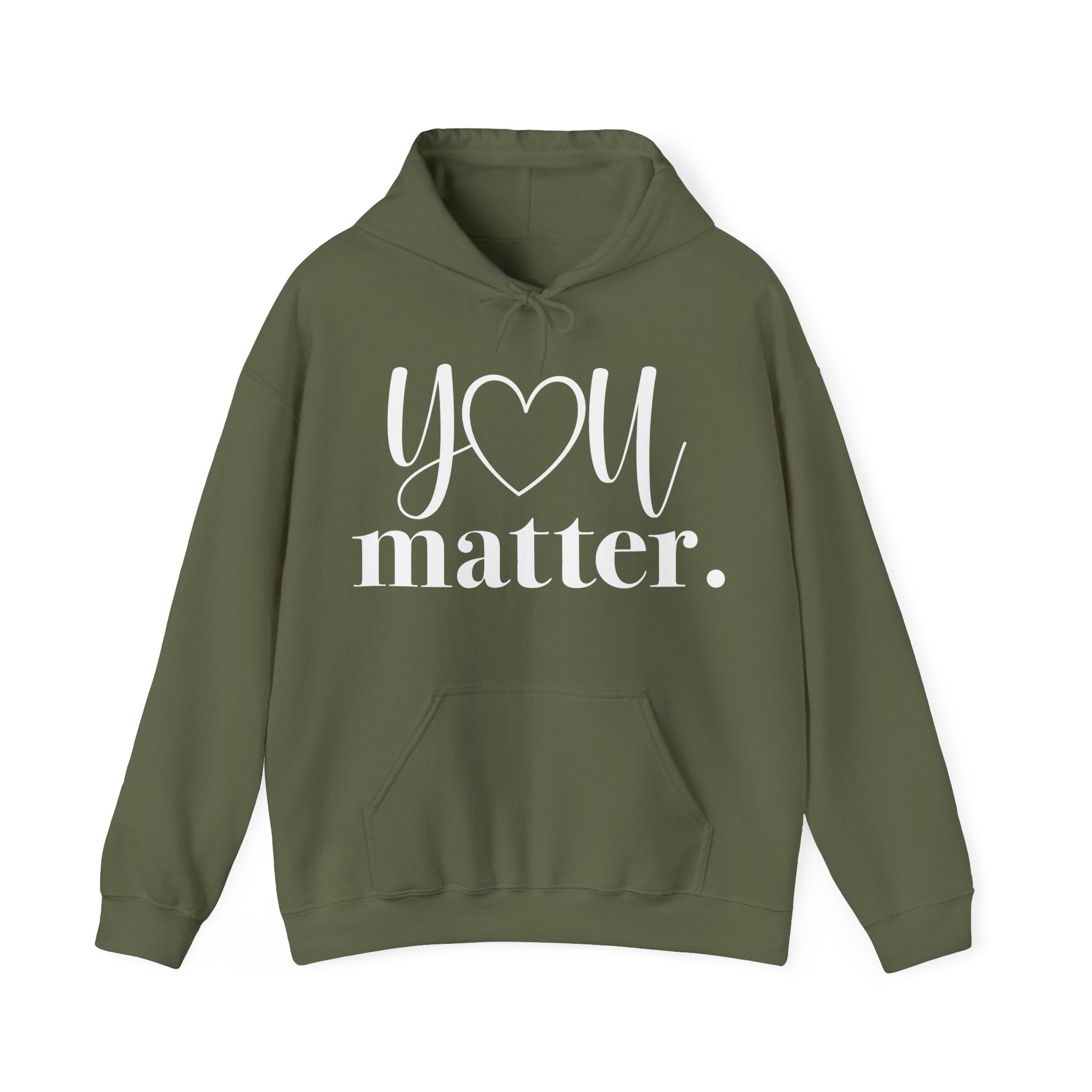 Military Green hoodie with 'YOU matter' text 